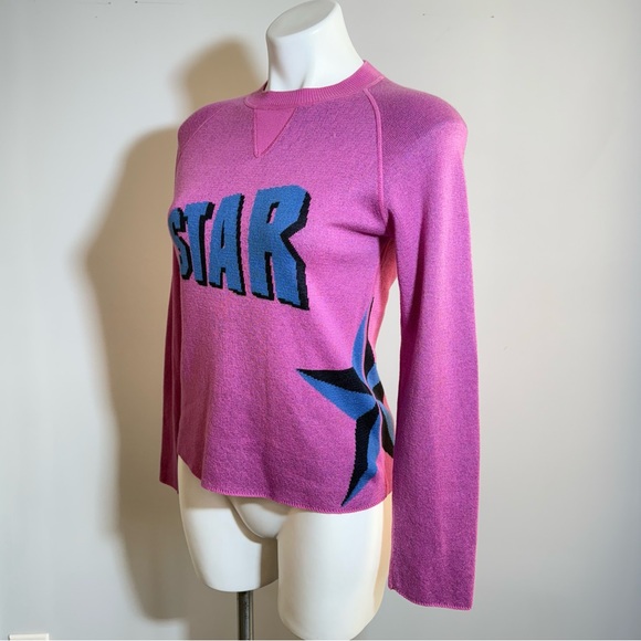 Lucien Pellat-Finet Pink Star Graphic Sweater Cotton Cashmere Blend S Italy - Picture 3 of 15